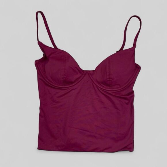 Andie Swim The Canary Tank Top in Plum Purple Bustier Adjustable Straps XS AT184 - Picture 7 of 12